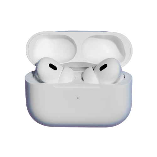 AirPods case open — click to hear the playlist