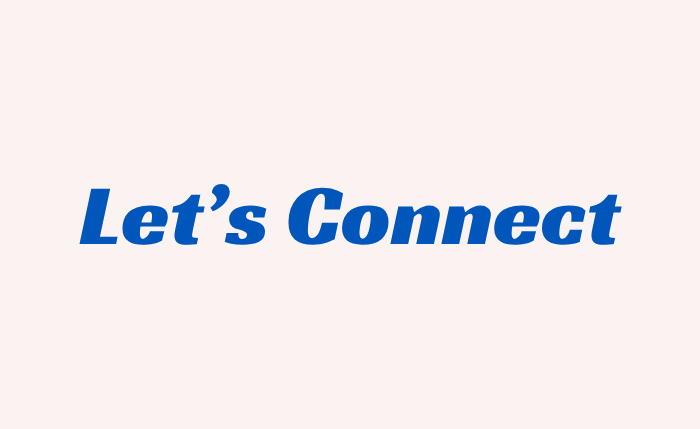 Back of the business card, reads 'Let's Connect'