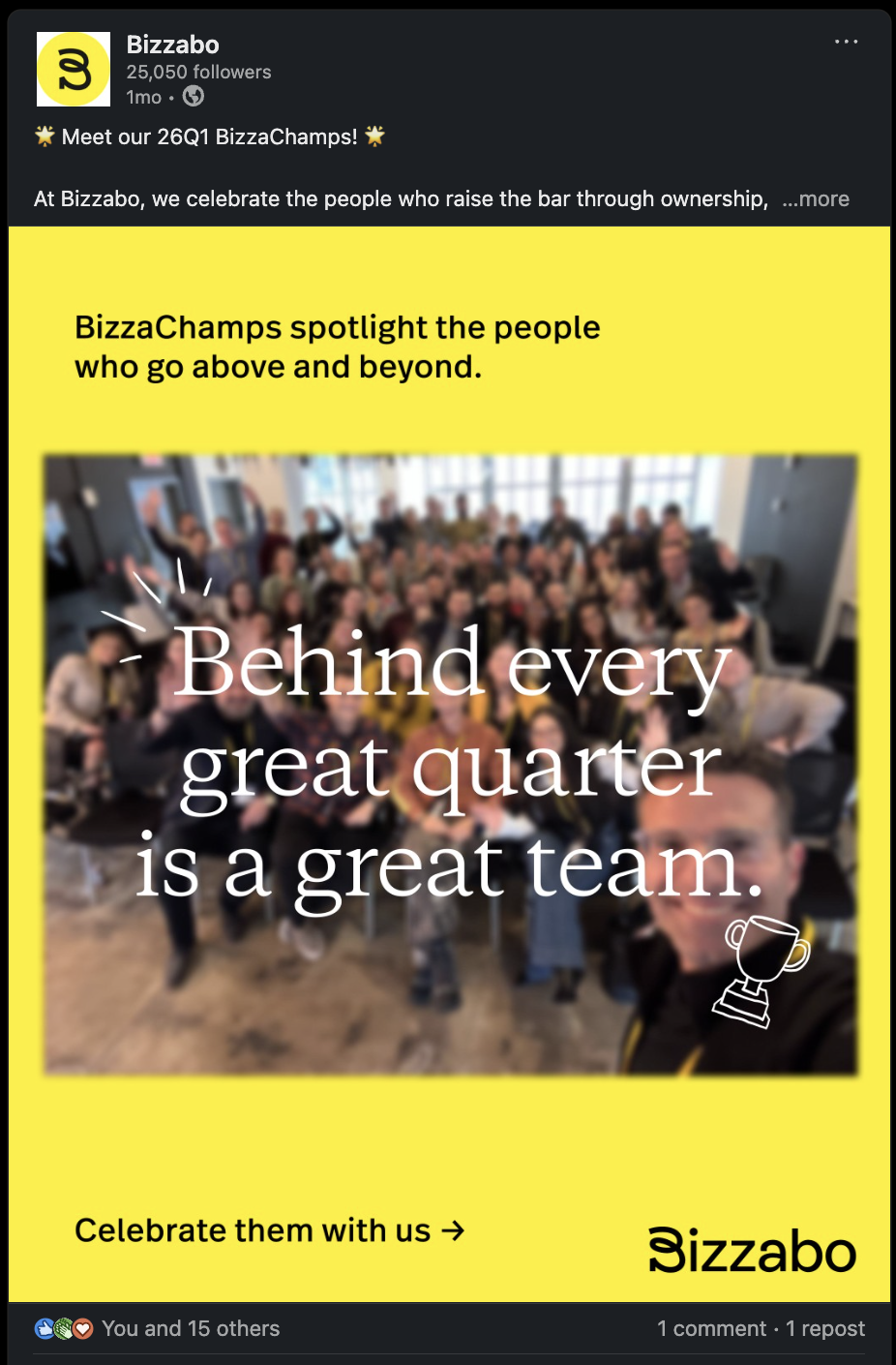 Employee coffee chat post screenshot