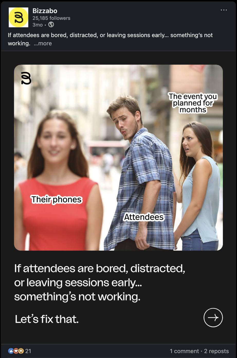 Event engagement post screenshot